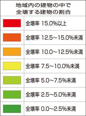 地域内の建物の中で全壊する建物の割合