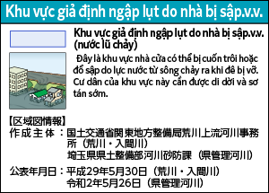 Khu vực giả định ngập lụt do nhà bị sập( nước lũ chảy)